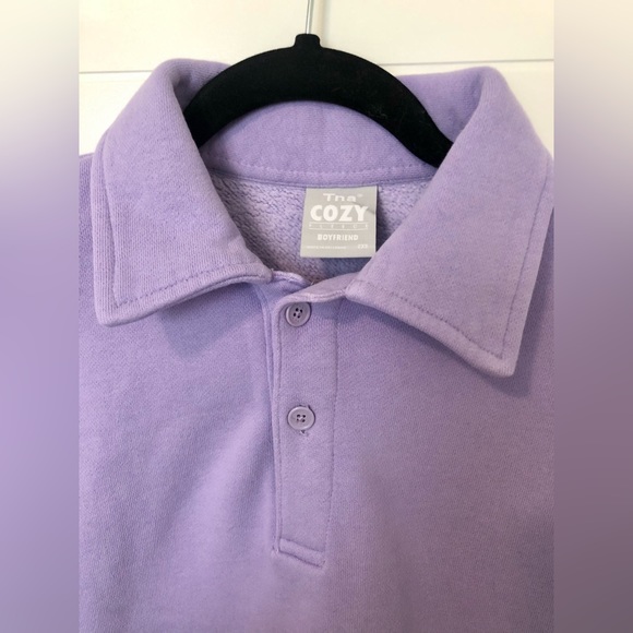 Aritzia TNA Cozy Fleece Boyfriend Polo Sweatshirt XXS - Picture 2 of 3